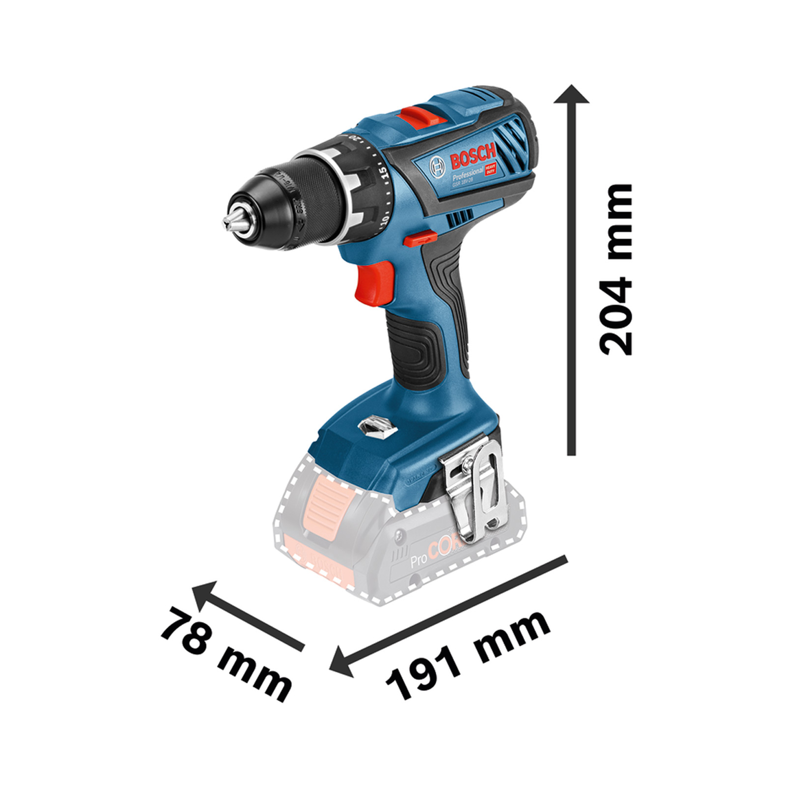 Bosch Akku-Bohrschrauber GSR 18V-28 / 2x 5,5 Ah ProCORE18V Akku + Ladegerät in L-Boxx