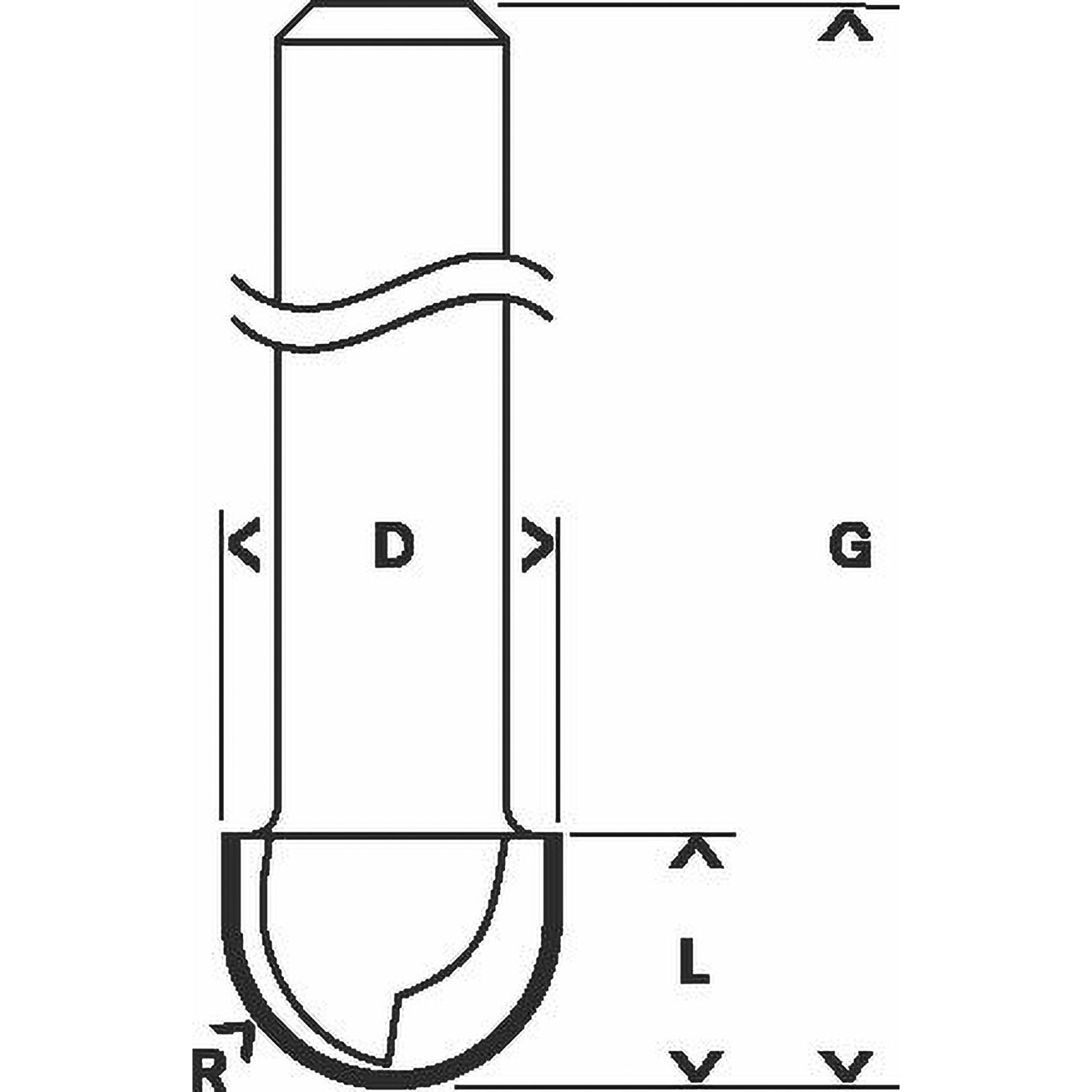 Bosch Hohlkehlfräser 1/4" R1 12,7 mm Ø 25,4 mm L 15,6 mm G 49 mm - 2608628634