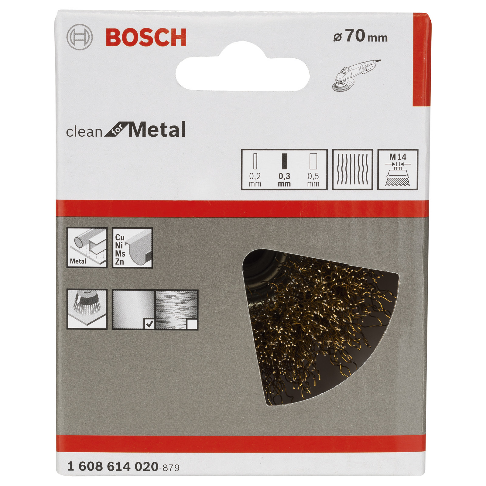 Bosch Topfbürste gewellter Messingdraht M 14 0,3 x 70 mm - 1608614020