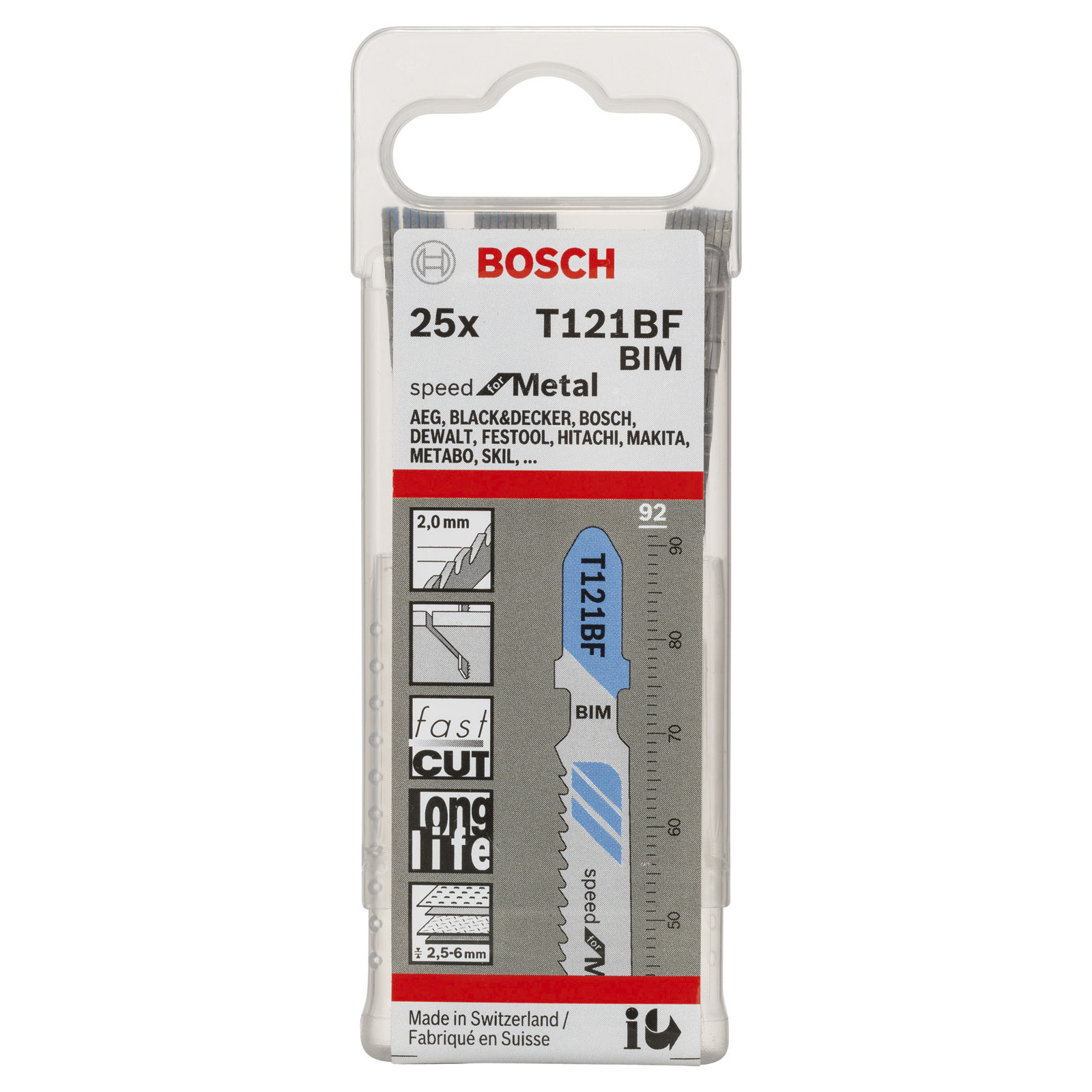 Bosch 25x Stichsägeblatt T 121 BF Speed for Metal - 2608636703