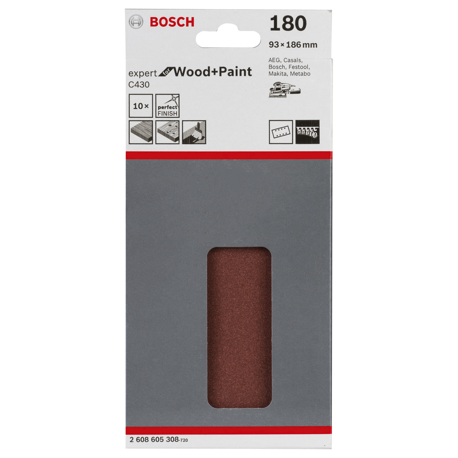 Bosch Schleifblatt-Set C430 Expert for Wood and Paint 10tlg. 93x186 mm K180 - 2608605308