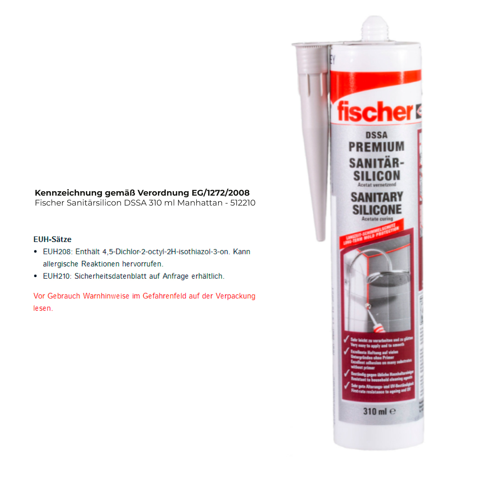 Fischer Sanitärsilicon DSSA 310 ml Manhattan - 512210