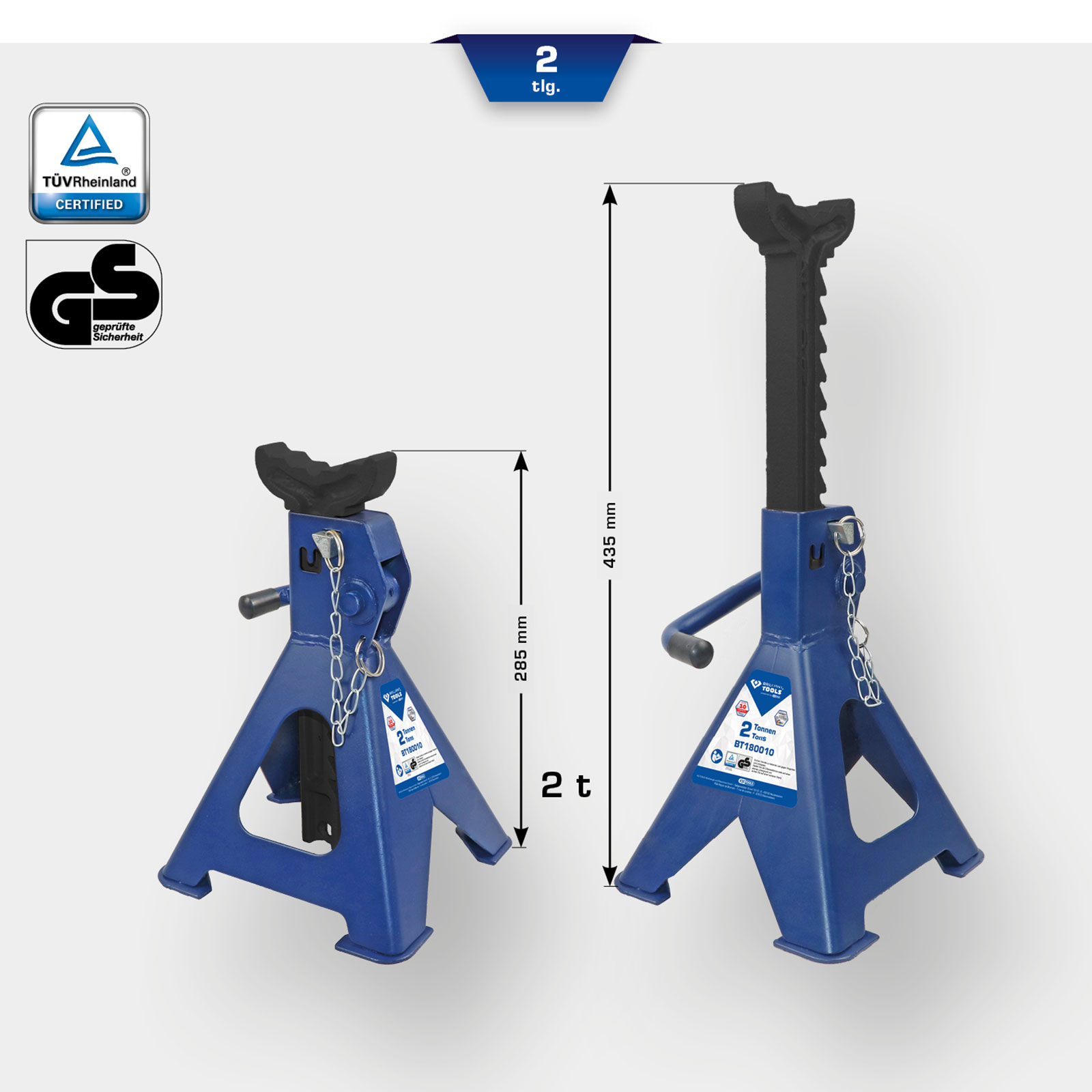 BRILLIANT TOOLS Unterstellböcke (Paar) mit Schnellentriegelung 2 Tonnen - BT180010