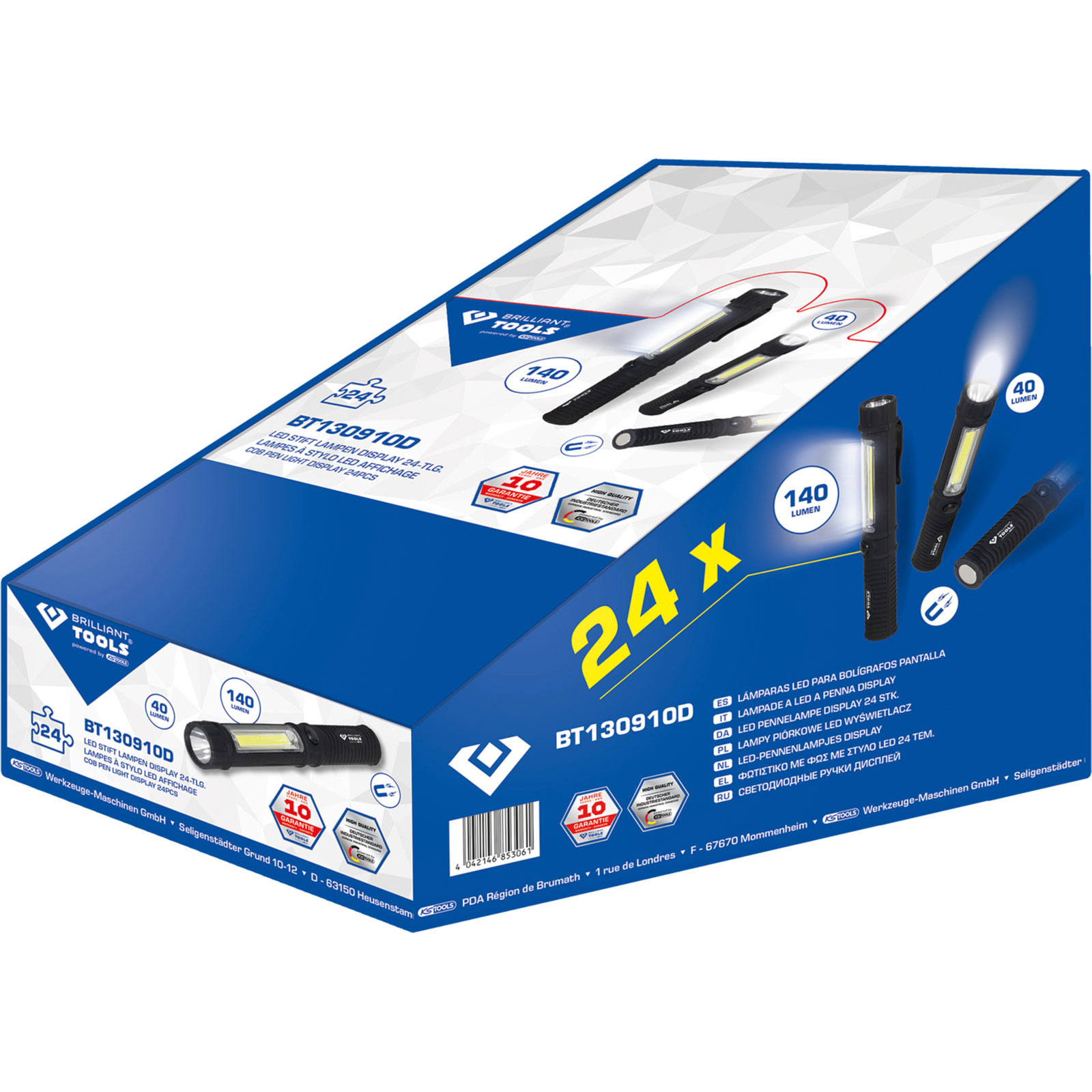 BRILLIANT TOOLS 2 in 1 COB-Taschenlampen-Display 24tlg. - BT130910D