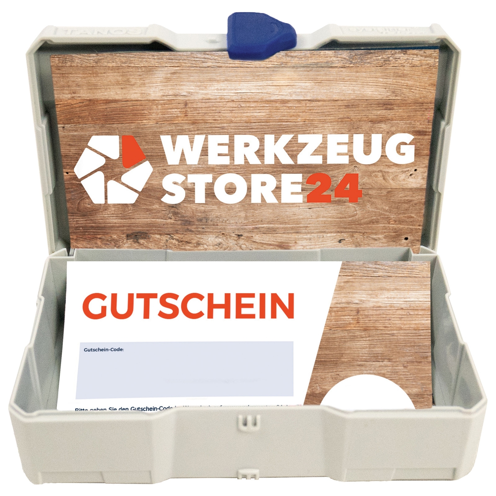 Geschenkgutschein Wert 20 € (Motiv Holz) - im Miniatur Systainer