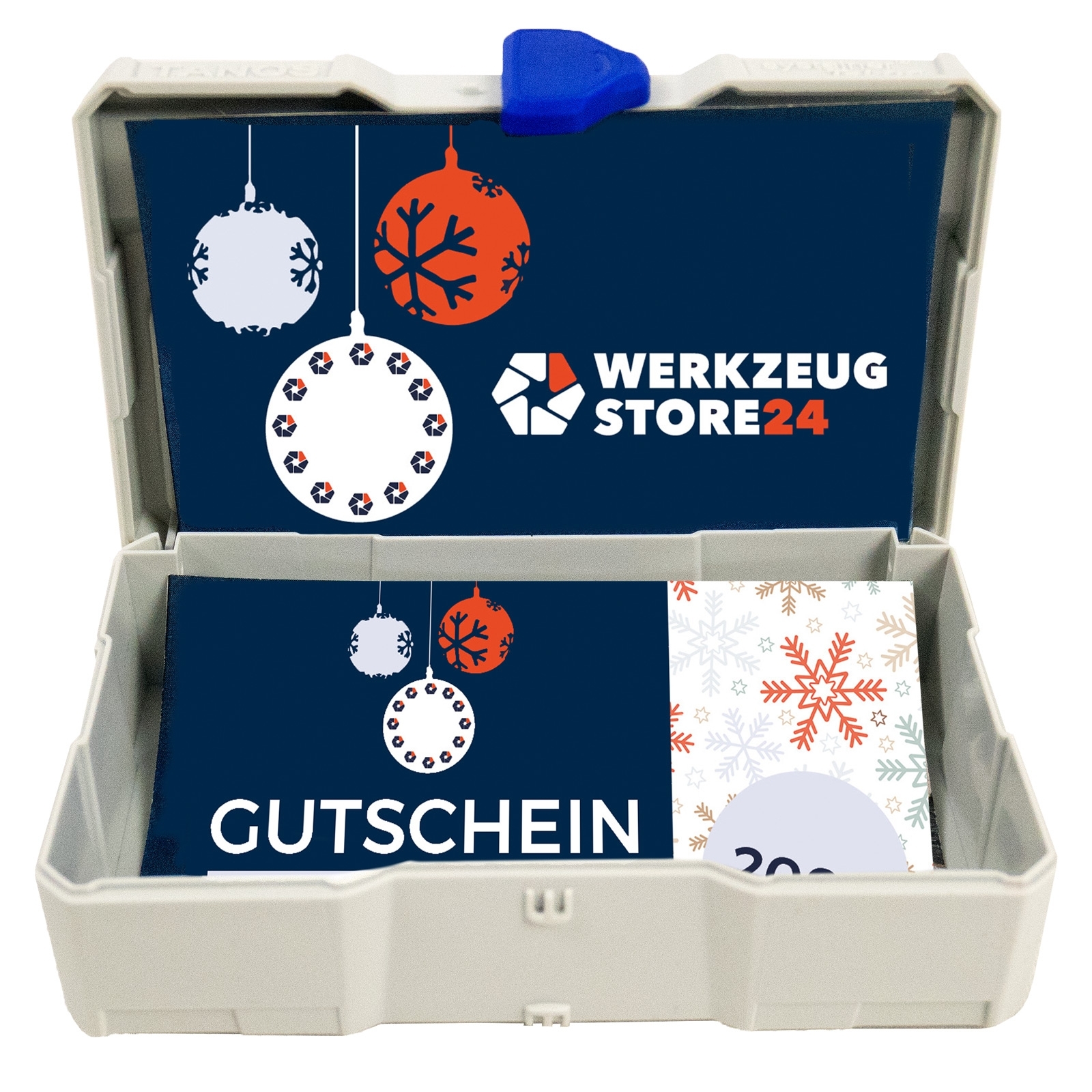 Geschenkgutschein XMAS Wert 100 € (Motiv Kugeln) - im Miniatur Systainer