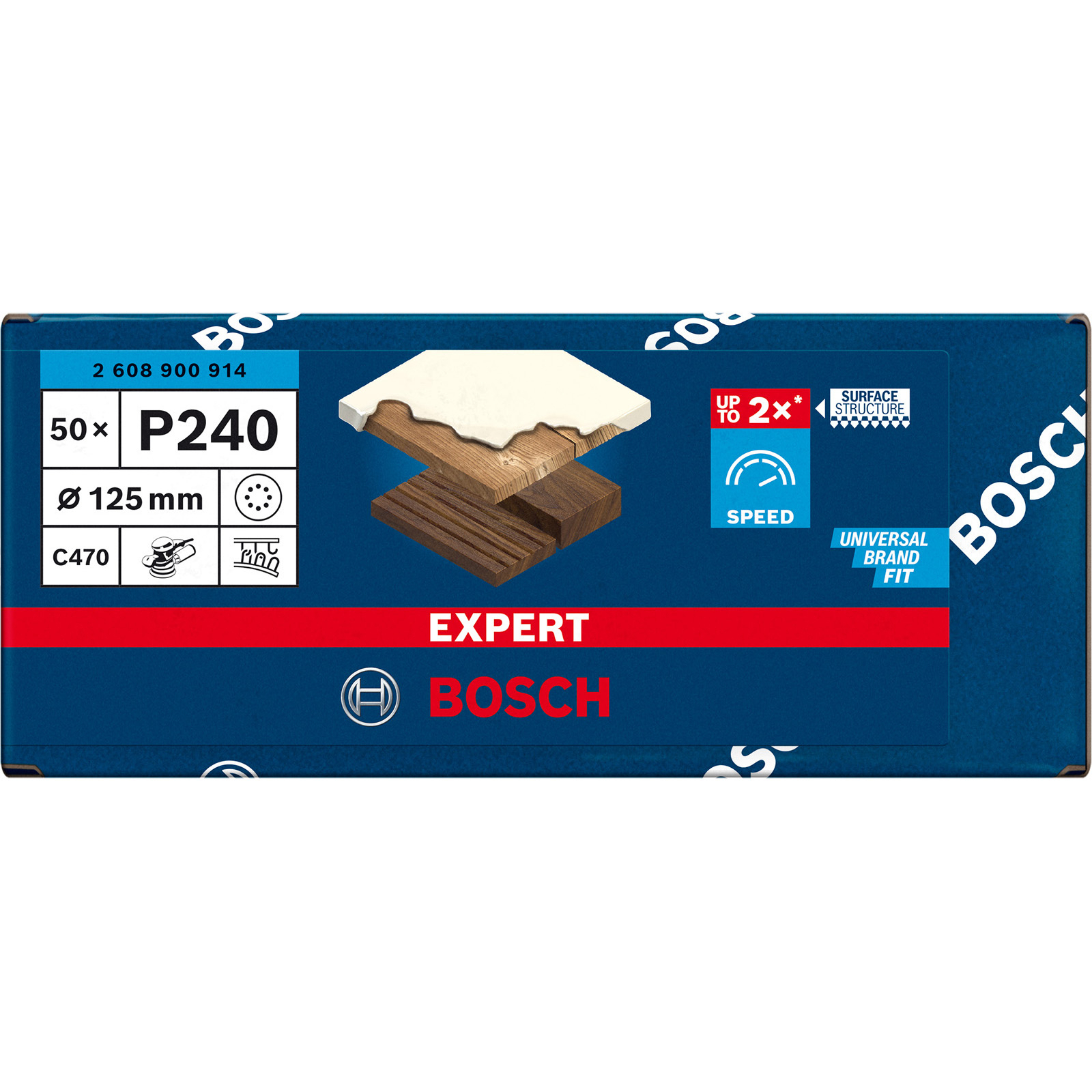 Bosch 50x Expert C470 Schleifpapier mit 8 Löchern für Exzenterschleifer 125 mm G 240 - 2608900914