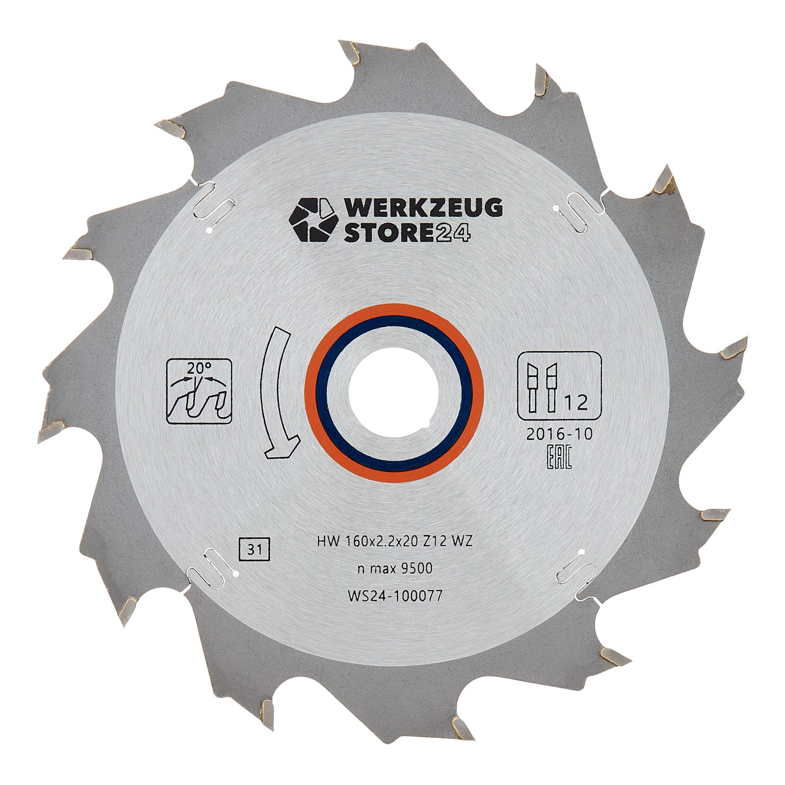 WS24 HM Kreissägeblatt Holz 160 x 2,2 x 20  WZ 12 - WS24-100077