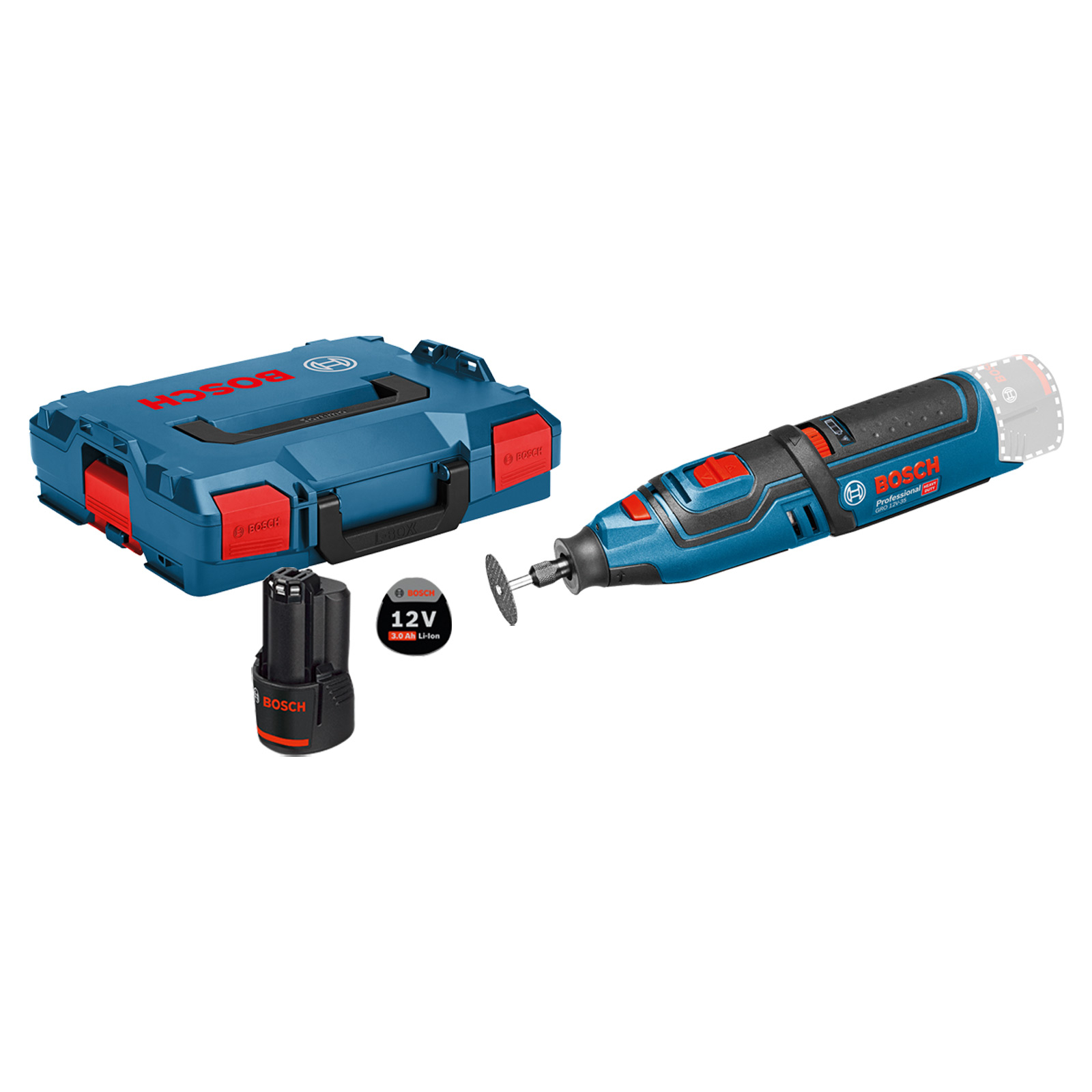 Bosch Akku-Rotationswerkzeug GRO 12V-35 / 1x 3,0 Ah Akku in L-Boxx