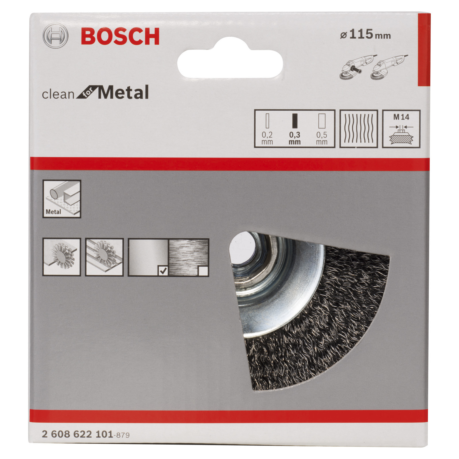 Bosch Kegelbürste gewellter Draht 0,35 mm 115 mm 12500 U/min M 14 - 2608622101