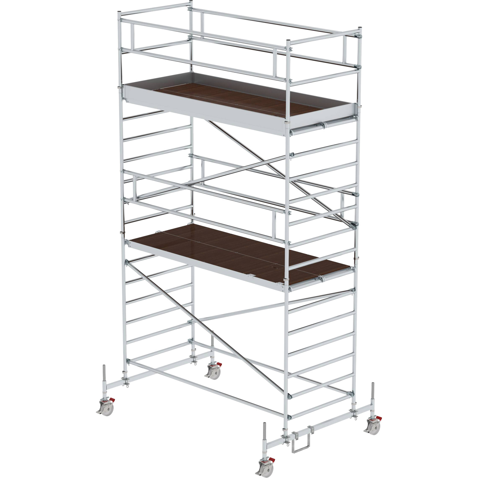 Günzburger Steigtechnik Rollgerüst 1,35 x 3 m mit Fahrbalken und Doppel-Plattform Plattformhöhe 4,45 m - 175436