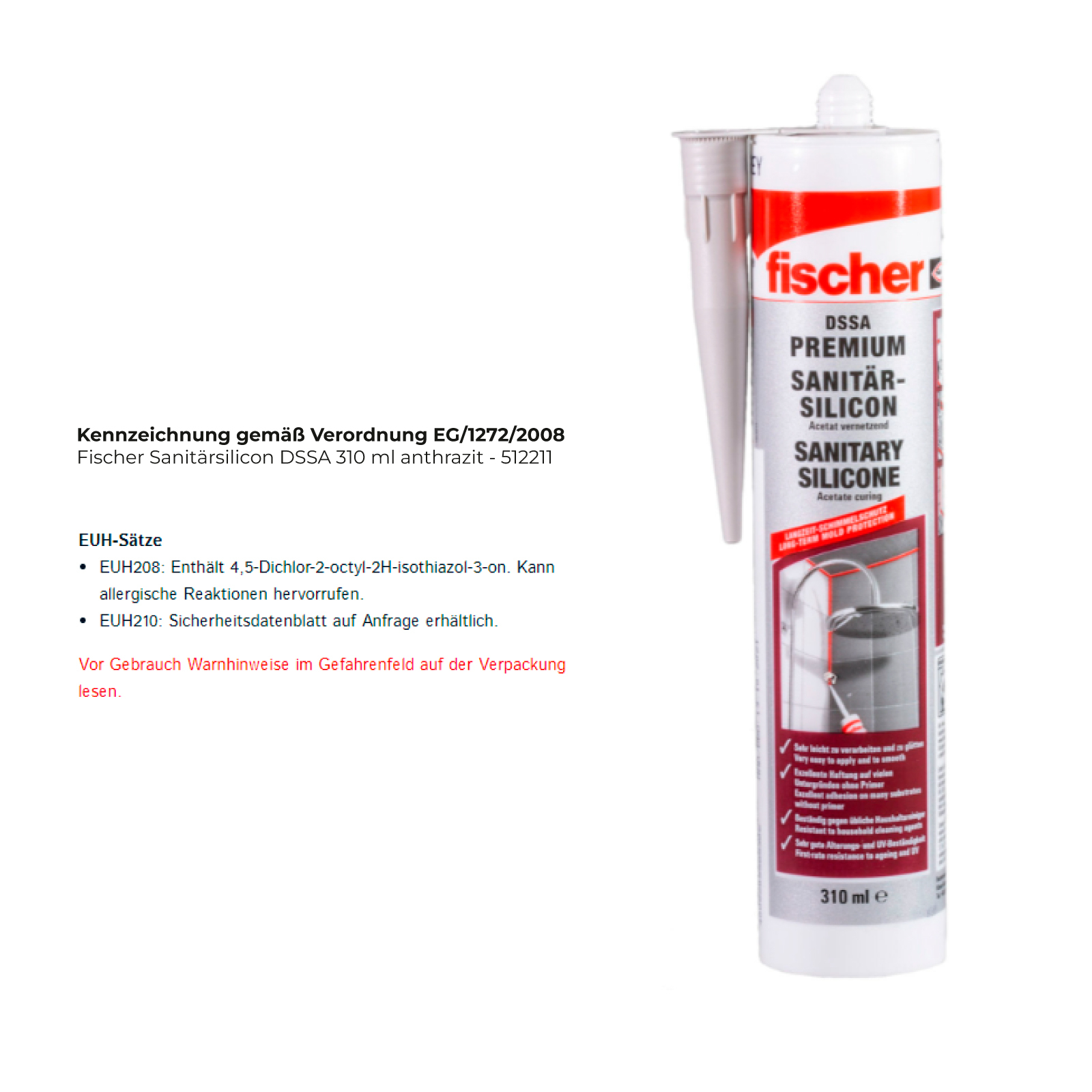 Fischer Sanitärsilicon DSSA 310 ml anthrazit - 512211