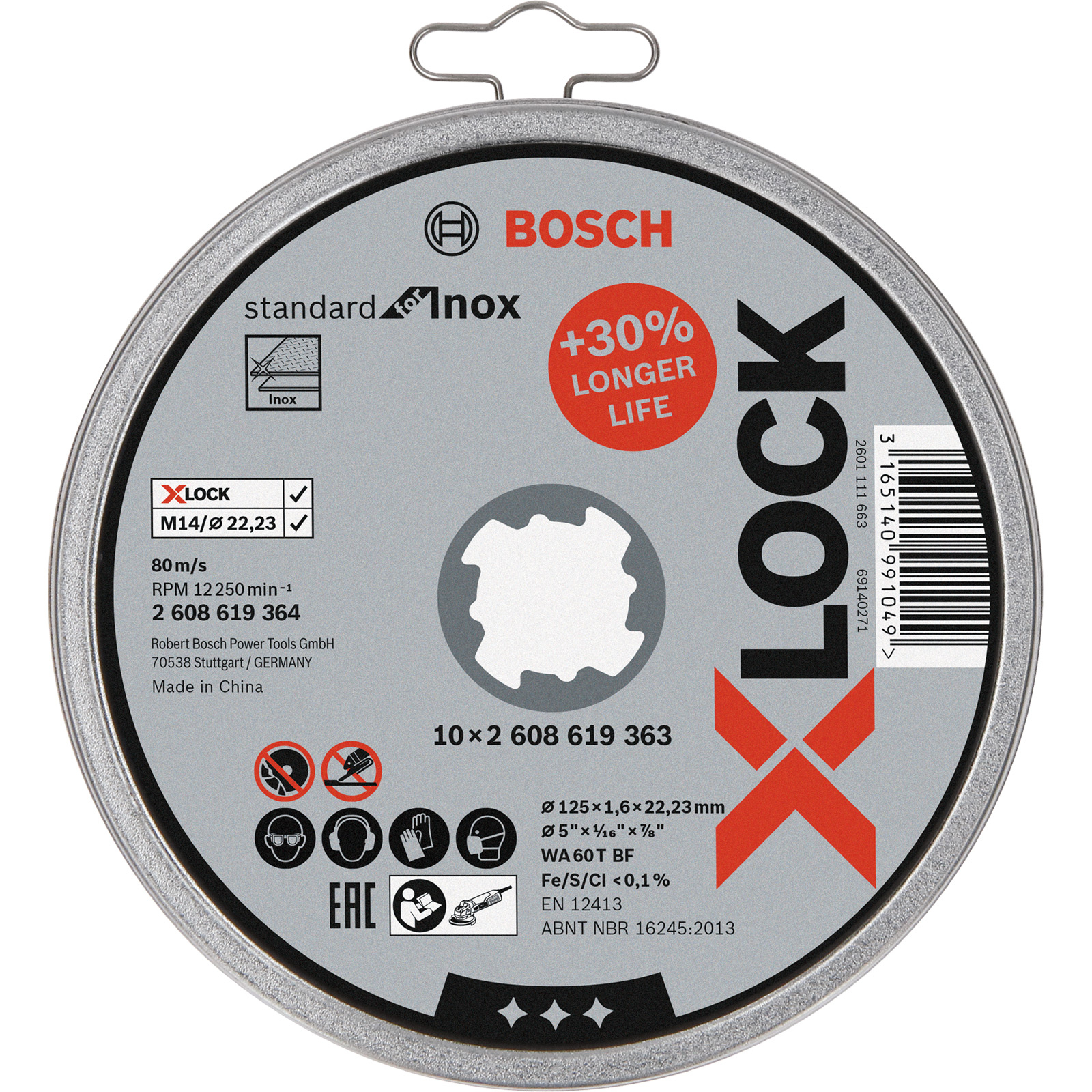 Bosch 10x X-LOCK Trennscheibe Standard for Inox 125 x 1,6 mm T41 - 2608619364