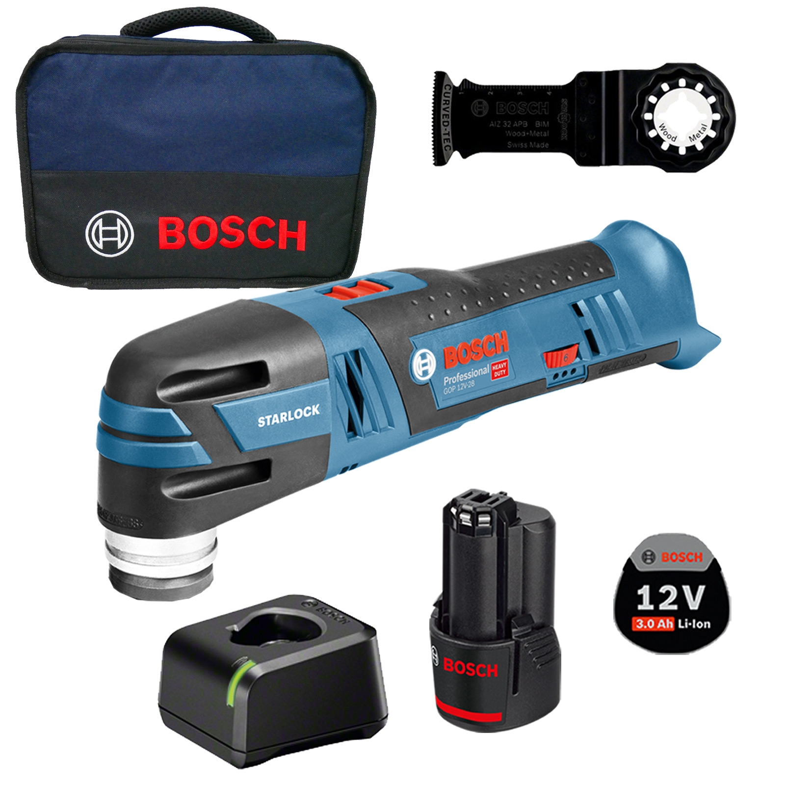 Bosch Akku-Multi-Cutter GOP 12V-28 / 1x 3,0 Ah Akku + Ladegerät im Softbag