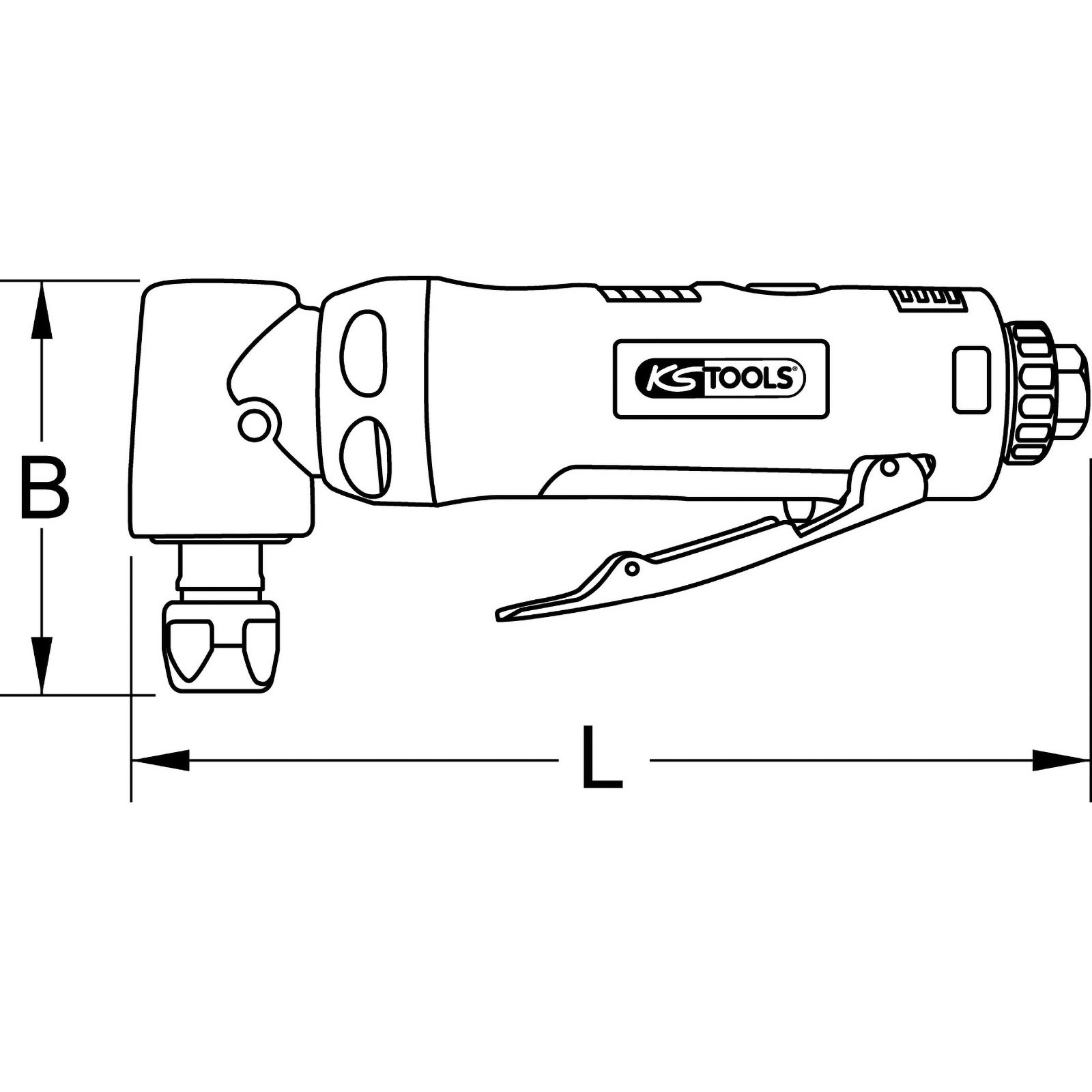 KS TOOLS SlimPOWER Mini-Druckluft-Winkelstabschleifer 19.000 U/min - 515.5535