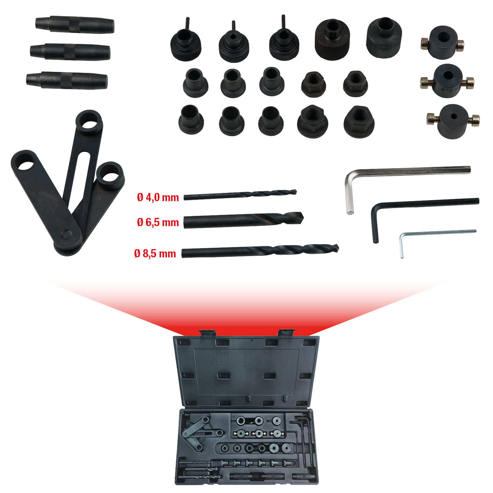 KS TOOLS Zylinderkopf-Bohrlehren-Satz 28tlg. - 150.7040