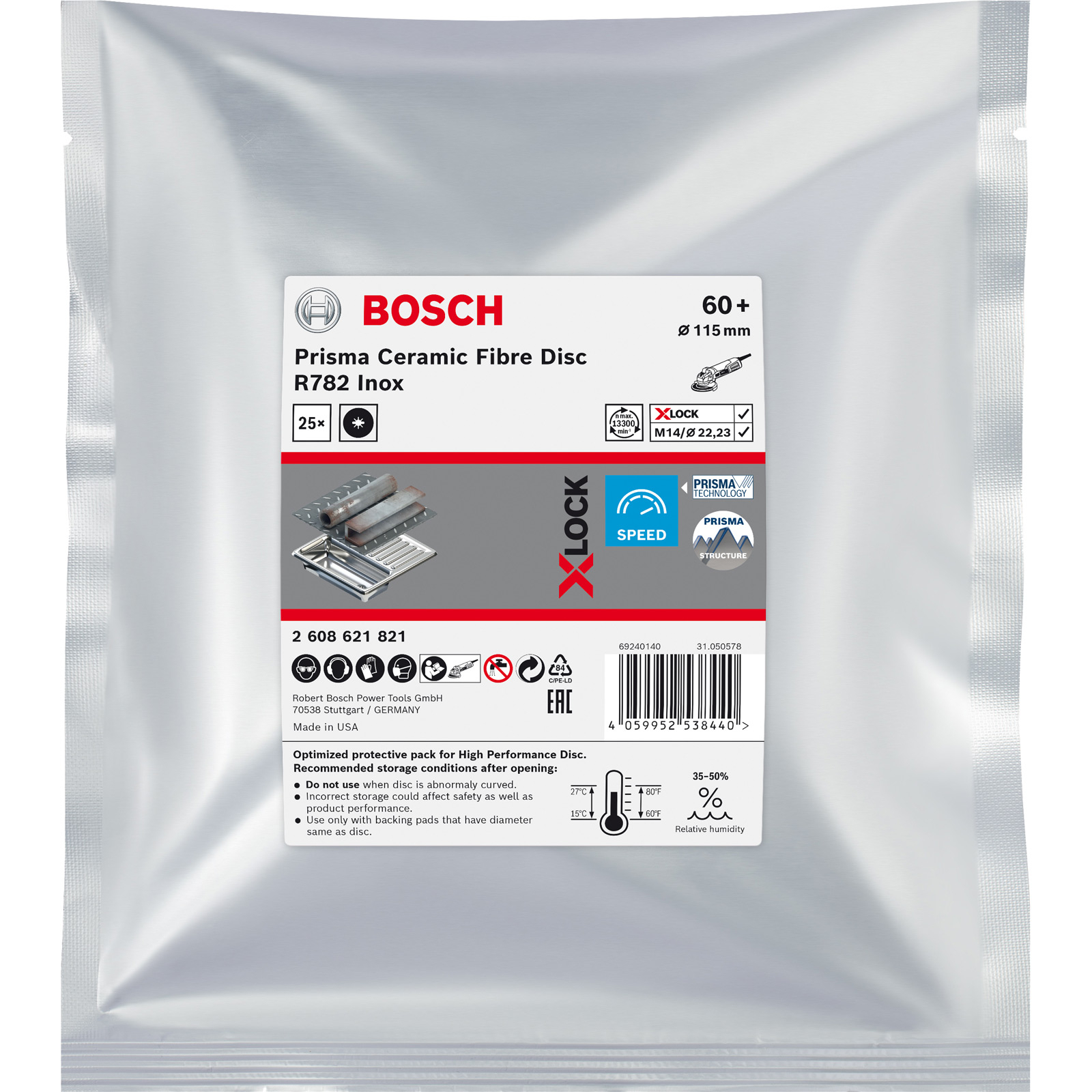 Bosch 25x Expert R782 Prisma Ceramic X-LOCK Fiberscheibe 115 mm G 60 - 2608621821