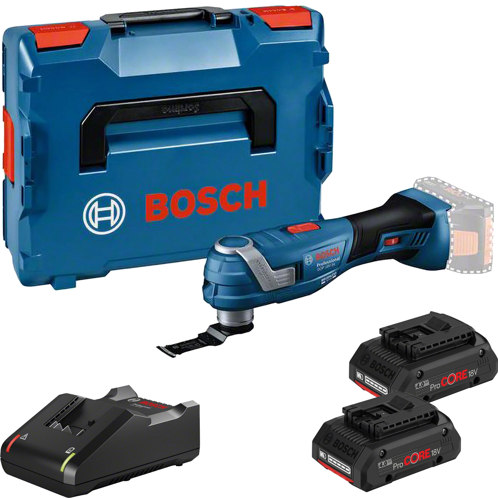 Bosch Akku-Multi-Cutter GOP 18V-34 / 2x 4,0 Ah ProCORE + Ladegerät in L-Boxx 136