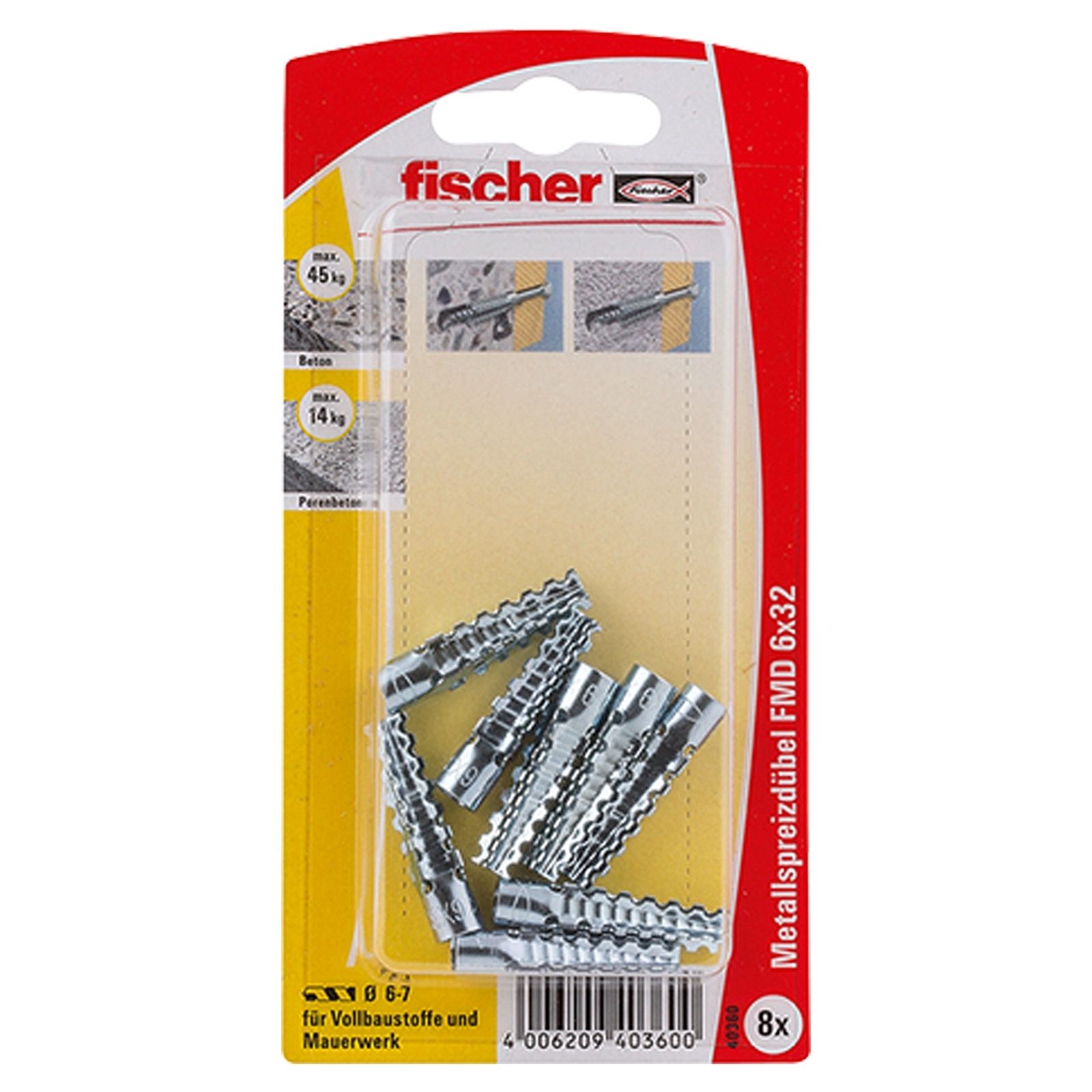 Fischer 8x Metallspreizdübel FMD 6x32 - 40360