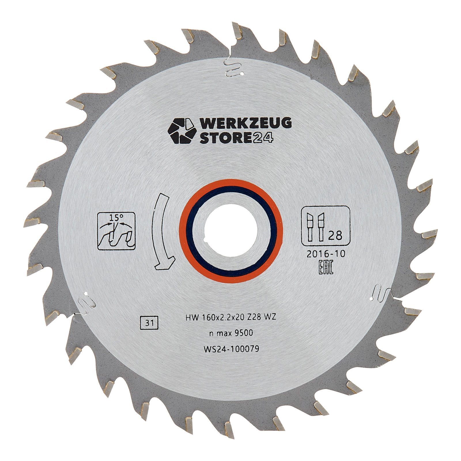 WS24 HM Kreissägeblatt Holz 160 x 2,2 x 20 WZ 28 - WS24-100079