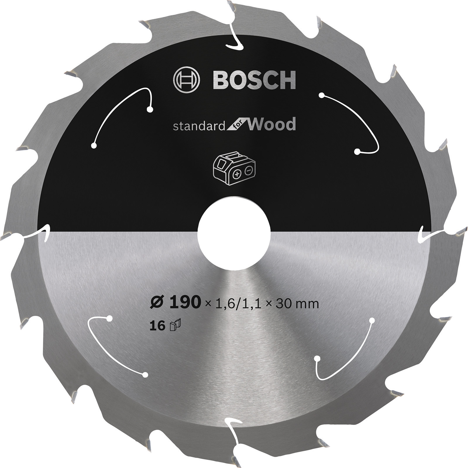 Bosch Kreissägeblatt Standard for Wood, 190 x 1,6/1,1 x 30, 16 Zähne - 2608837706