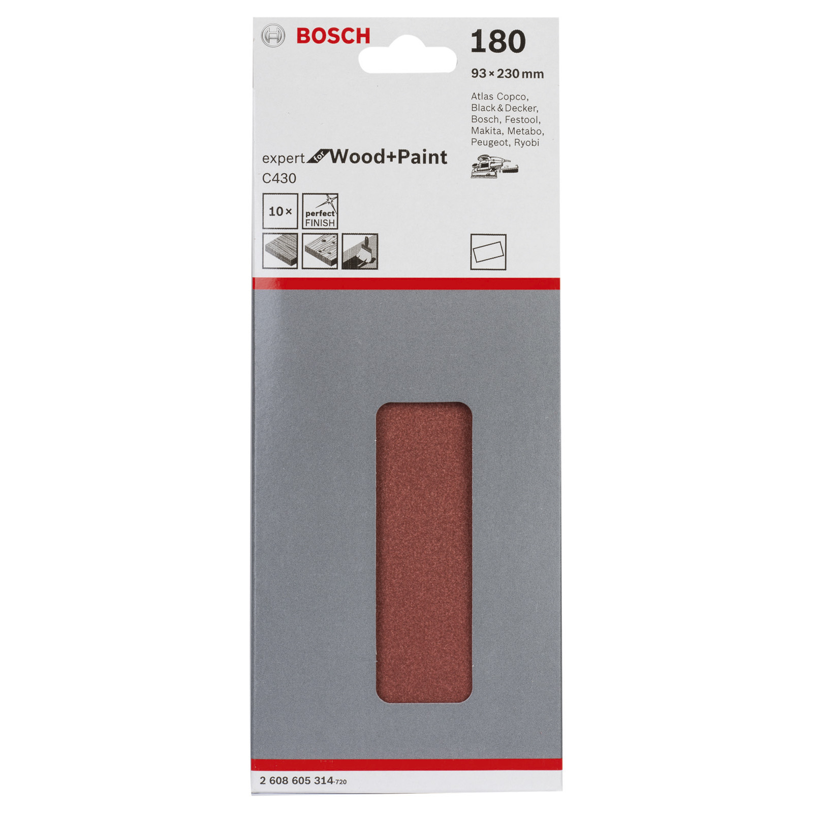 Bosch Schleifblatt-Set C430 Expert for Wood 10tlg. ungelocht gespannt 93x230 mm 180 - 2608605314