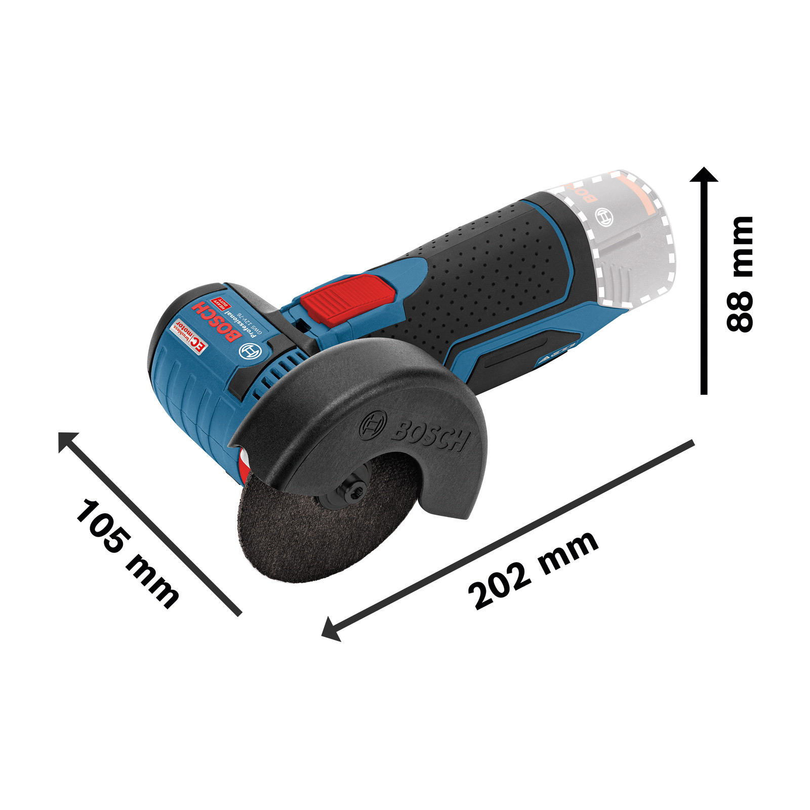 Bosch Akku-Winkelschleifer GWS 12V-76 Ø 76 mm/ 1x 2,0 Ah Akku + Ladegerät