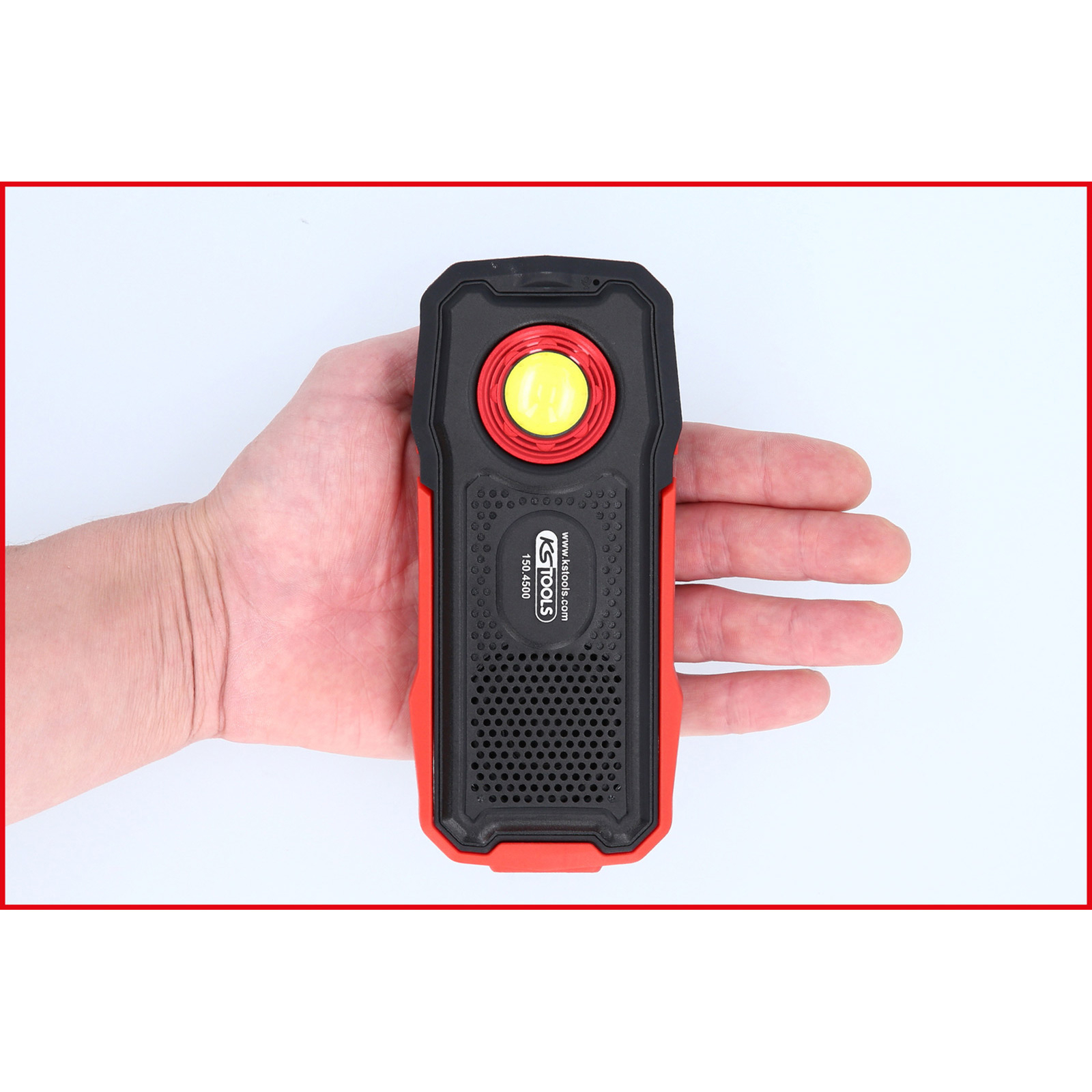 KS TOOLS Mobile Werkstatt-Handlampe 500 Lumen mit Bluetooth Lautsprecher knickbar - 150.4500