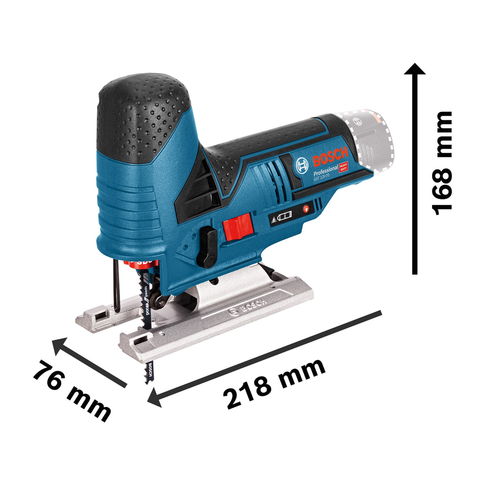 Bosch Akku-Stichsäge GST 12V-70 / 2x 4,0 Ah Akku + Ladegerät im Softbag