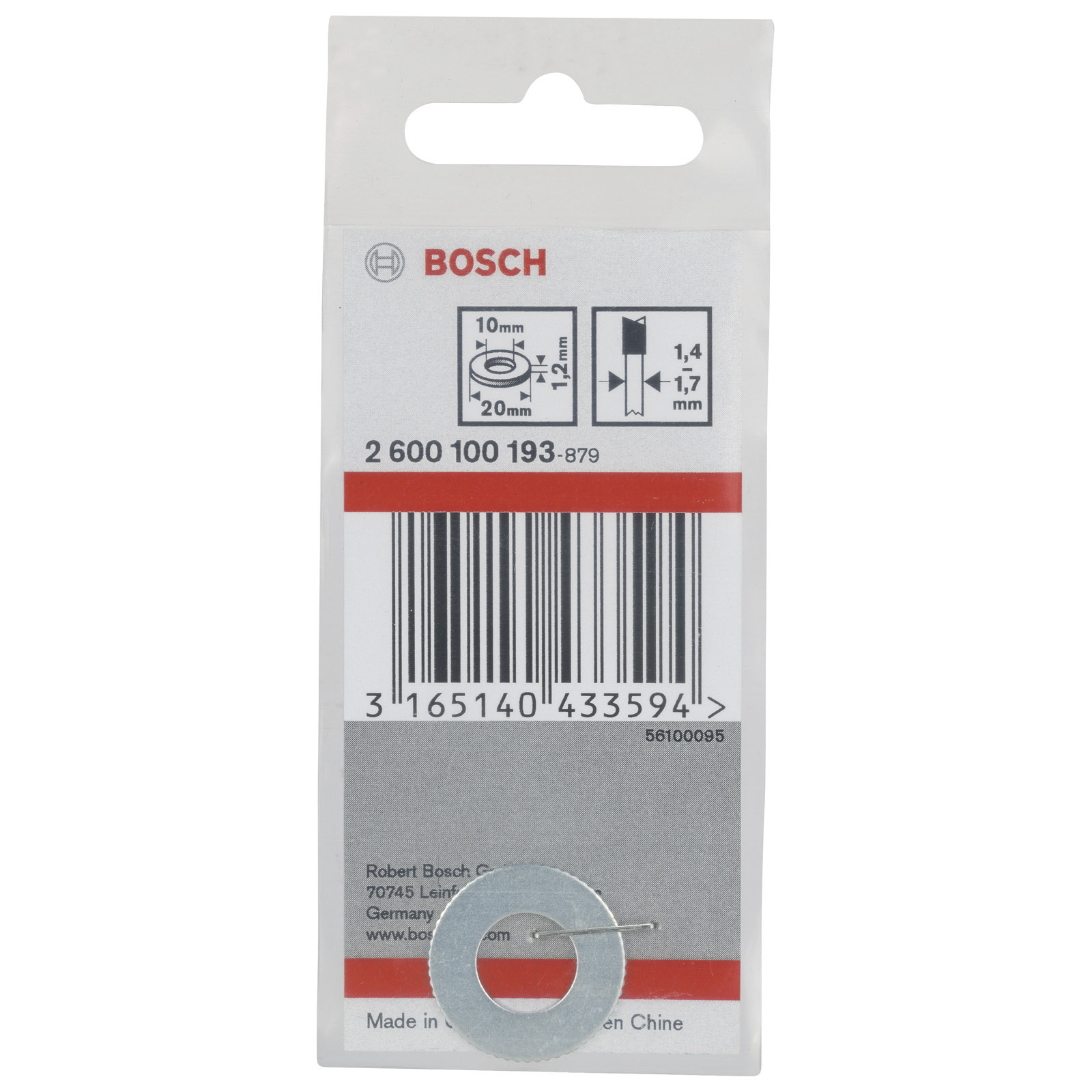 Bosch Reduzierring für Kreissägeblätter, 20 x 10 x 1,2 mm - 2600100193