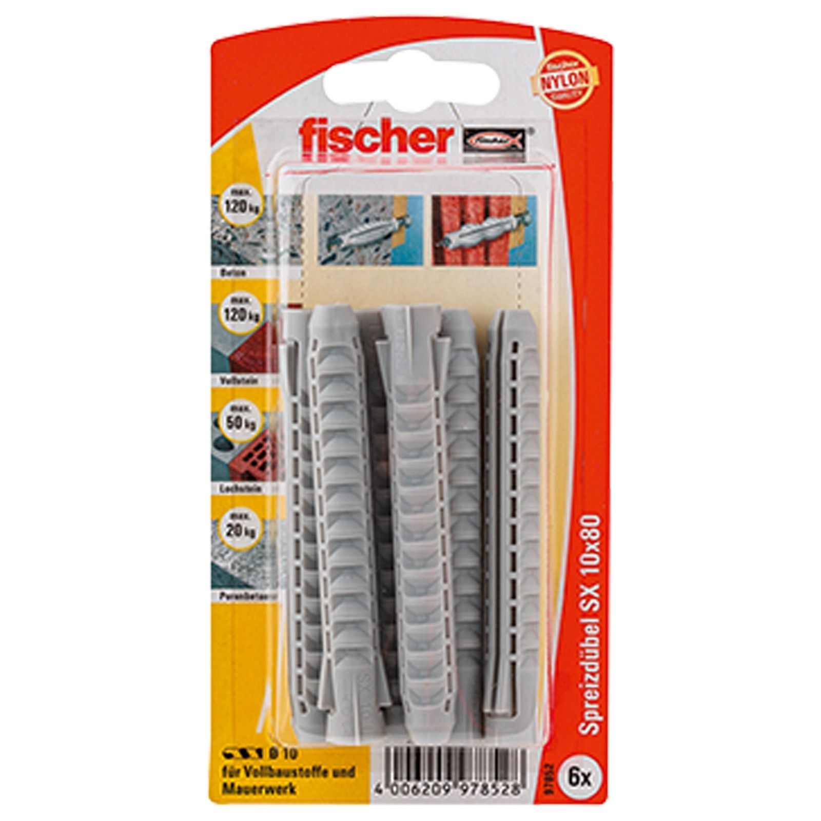 Fischer 10x Dübel SX 10x80 - 97852 Auslauf