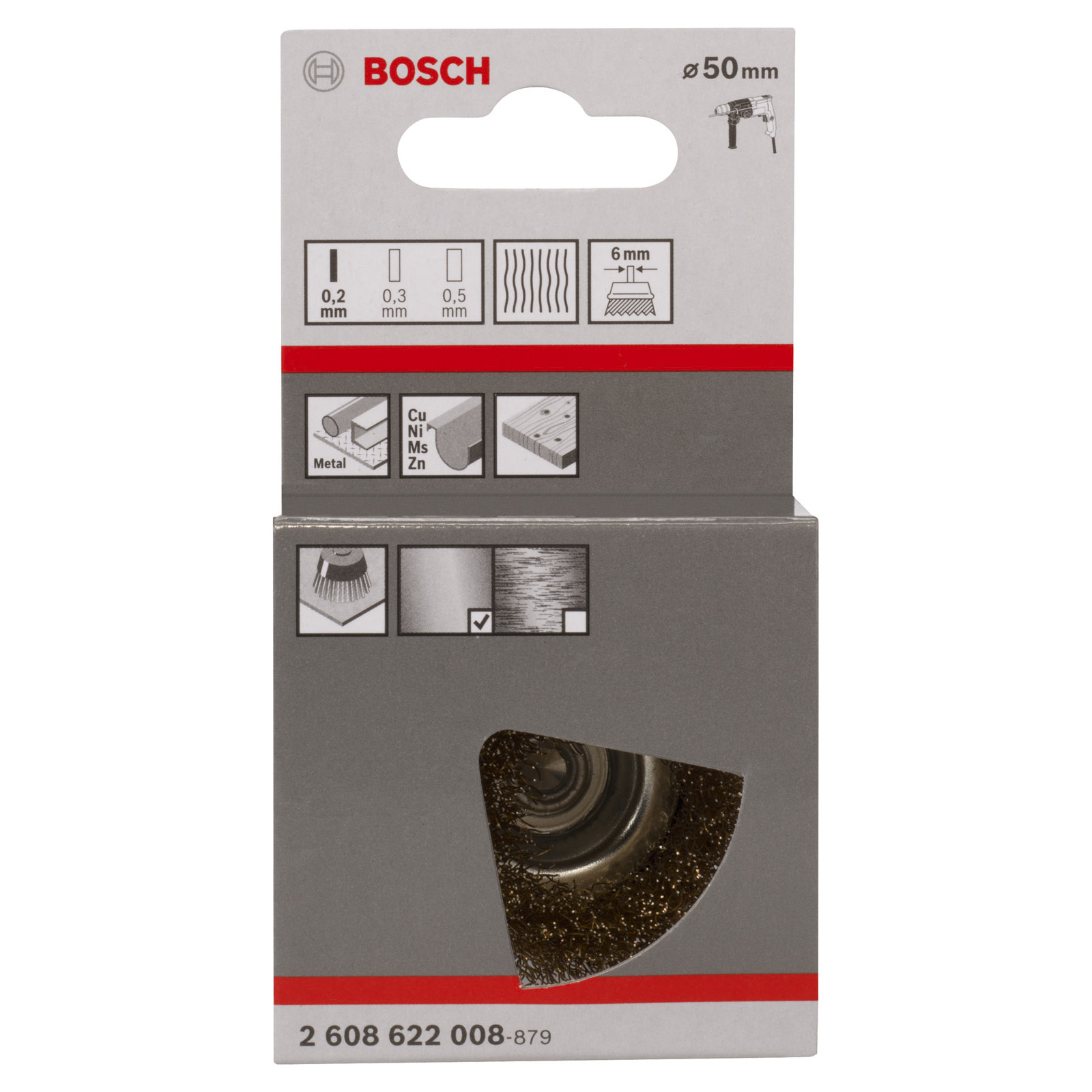 Bosch Topfbürste gewellter Messingdraht 0,2 x 50 mm - 2608622008