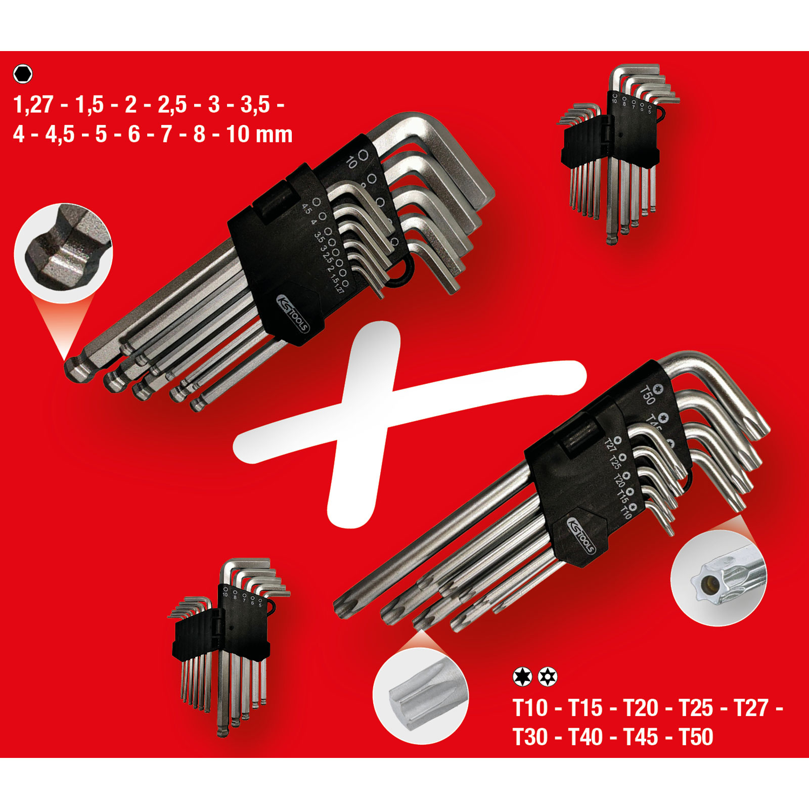 KS TOOLS Winkelstiftschlüssel-Satz, Torx, Innensechskant, 22-tlg - 151.4000