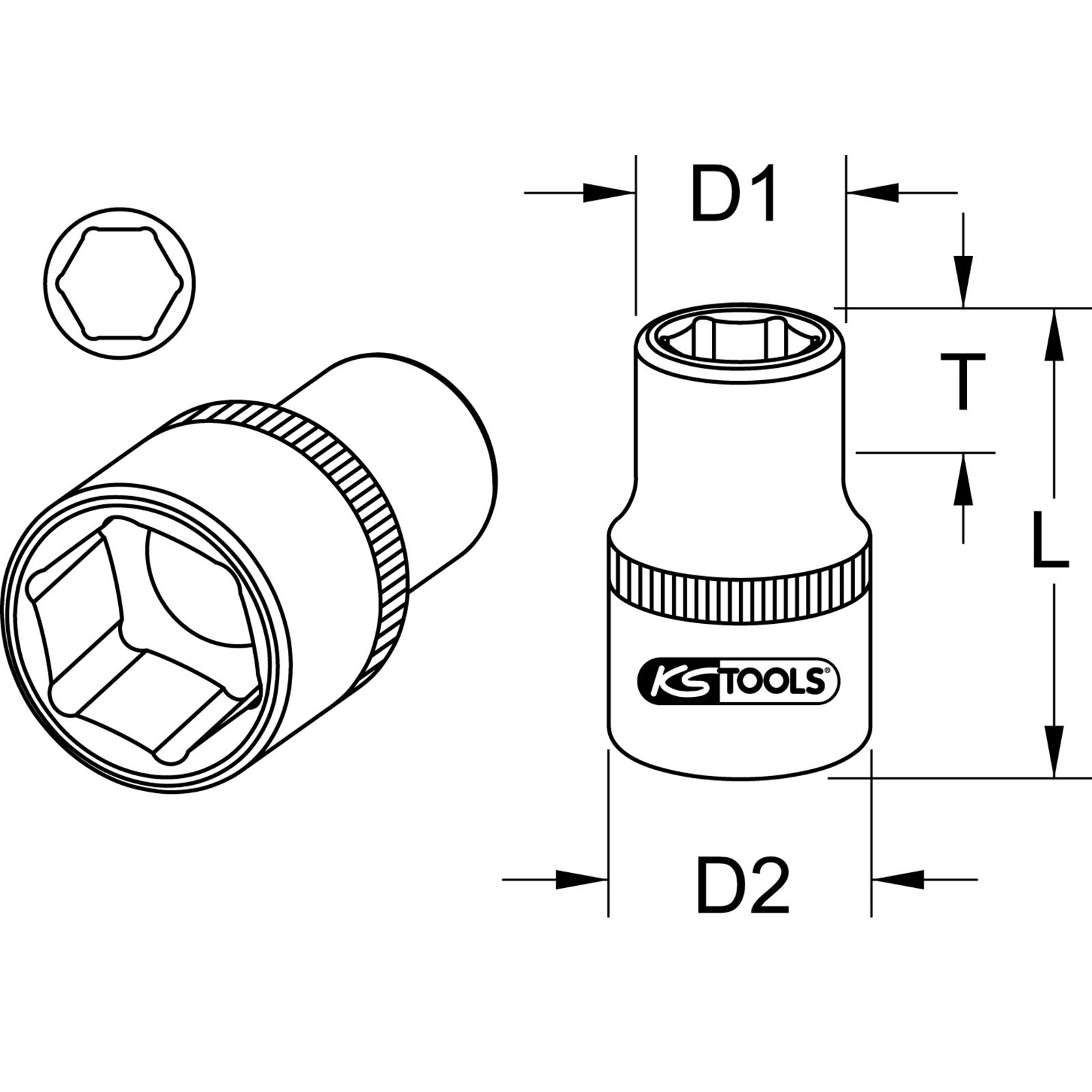 KS TOOLS 1/2" Sechskant-Stecknuss 36 mm - 917.1347