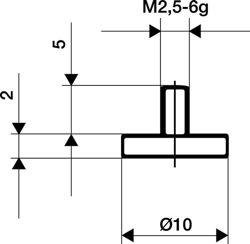 KÄFER Messeins.D.10mm plan M2,5 HM z.Messuhren - 62007