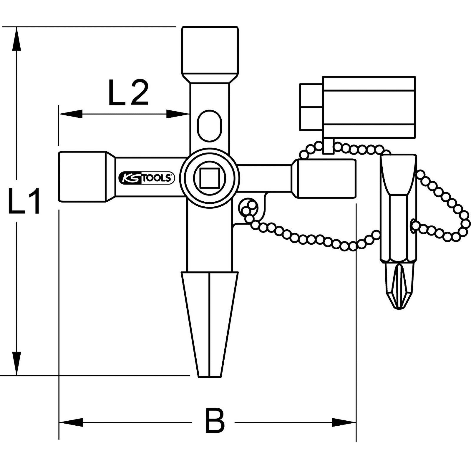 KS TOOLS Universal-Schaltschrankschlüssel 61 mm - 130.1020