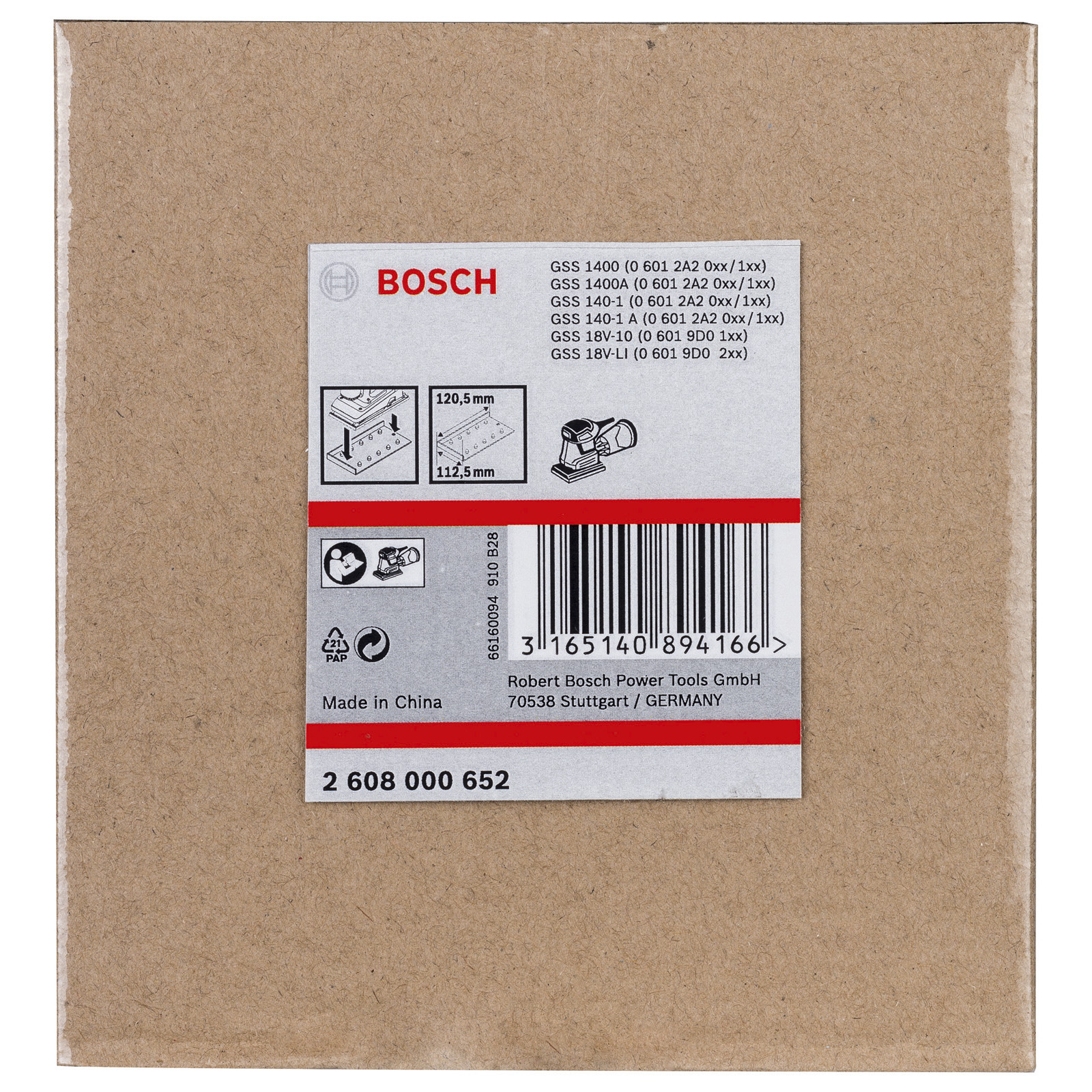 Bosch Lochwerkzeug für ungelochte Schleifblätter 120,5 x 112,5 mm 6 Löcher - 2608000652