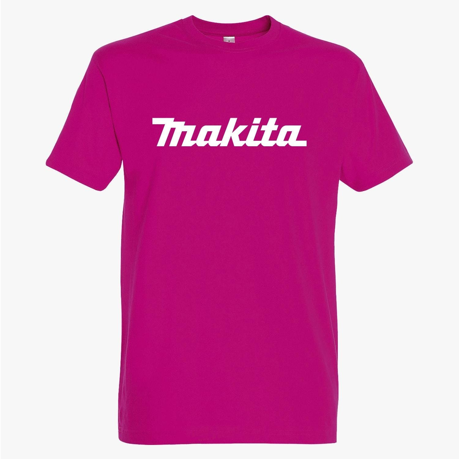 Makita T-Shirt Fuchsia mit Motiv Logo Groß weiß 