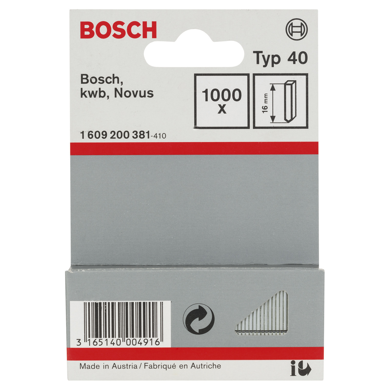 Bosch Stift Typ 40, 16 mm - 1609200381