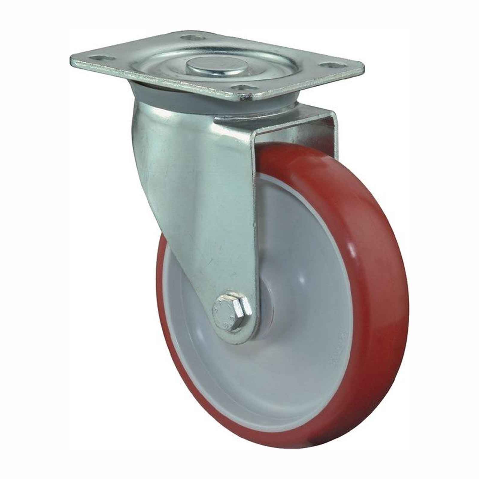 BS Rollen Lenkrolle mit Anschraubplatte Polyurethan rot Rollenlager 100 mm 125 kg - L400.B31.100