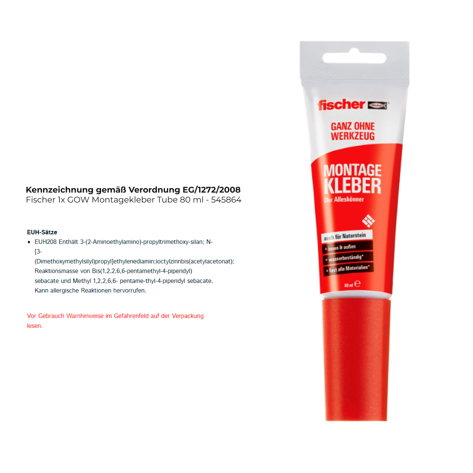 Fischer 1x GOW Montagekleber Tube 80 ml - 545864