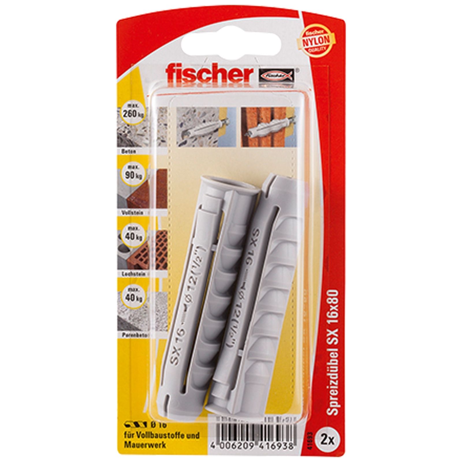 Fischer 2x Dübel SX 16x80 - 41693 Auslauf