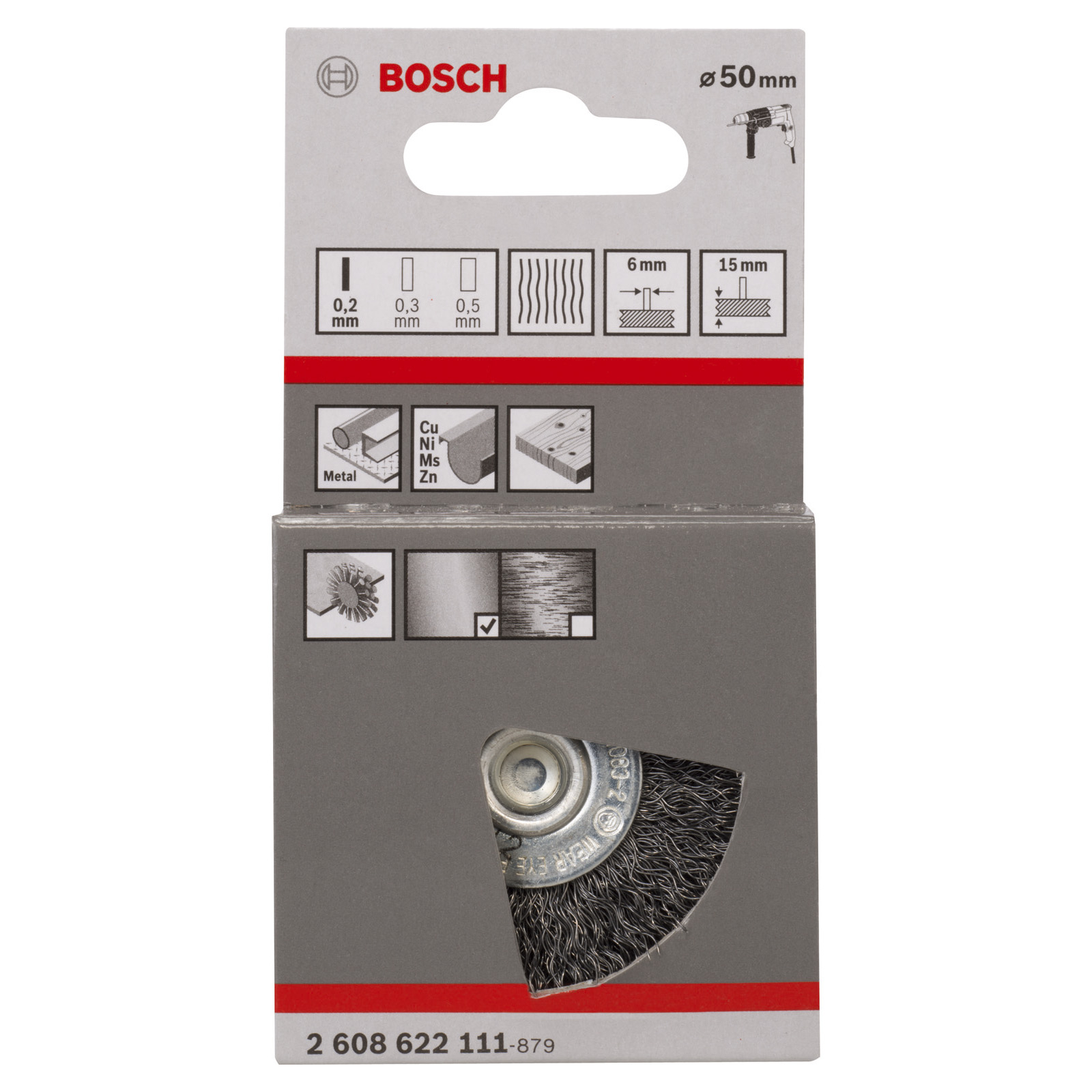 Bosch Scheibenbürste gewellter Stahldraht 0,2 x 50 x 15 mm - 2608622111