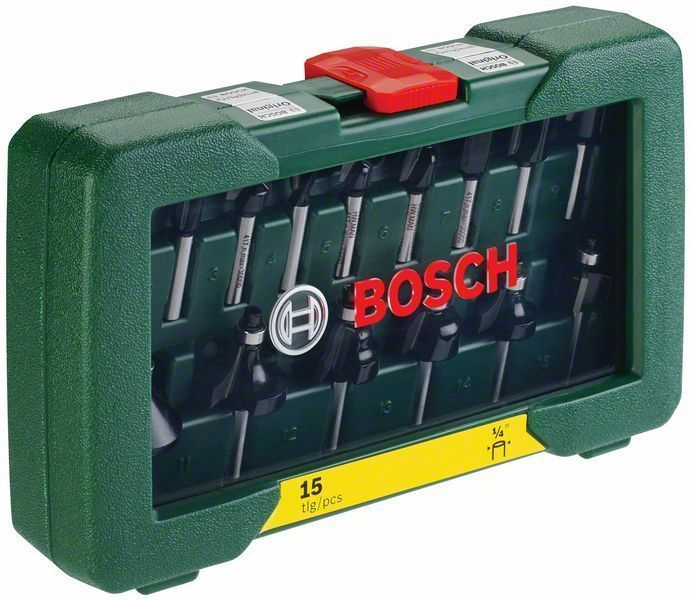 Bosch Fräser-Set-HM 15tlg. Durchmesser: 1/4 Schaft - 2607019468